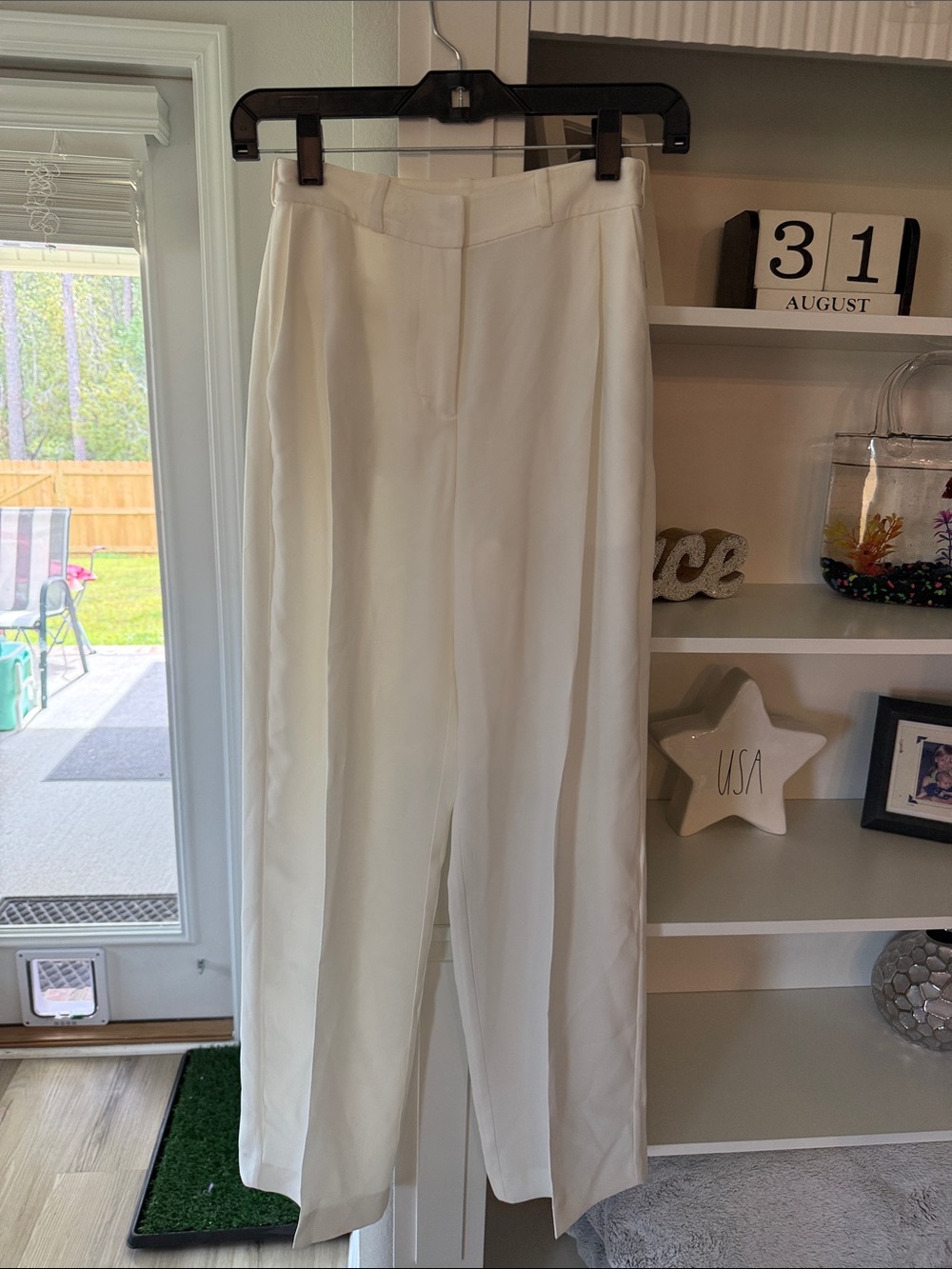 Amanda Uprichard White Wide-Leg Trousers
